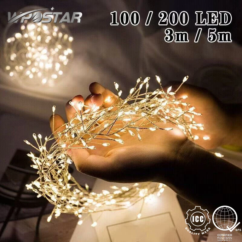 LED أضواء الأسلاك النحاسية USB عن بعد الألعاب النارية سلسلة أضواء الجنية جارلاند مصباح لعيد الميلاد نافذة حفل زفاف حديقة ديكور #1