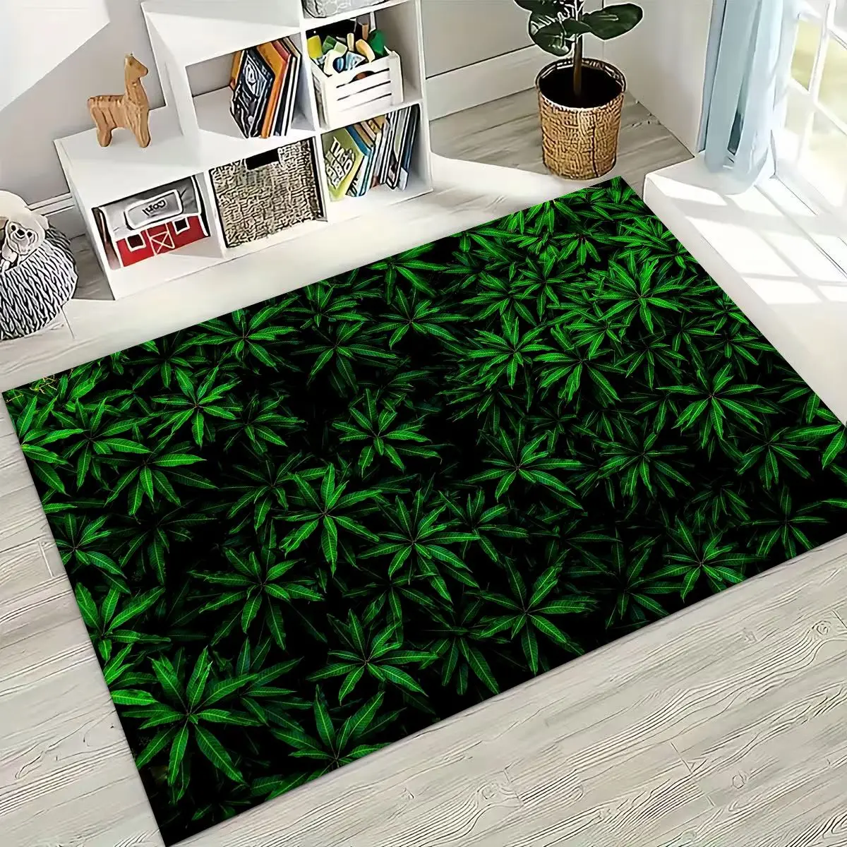 

3D Smoke Maple Weed Plants Death Skull Cartoon Moto Rug for Bedroom Living Room Sofa Home Doormat Decor,Large Non-slip Floor Mat