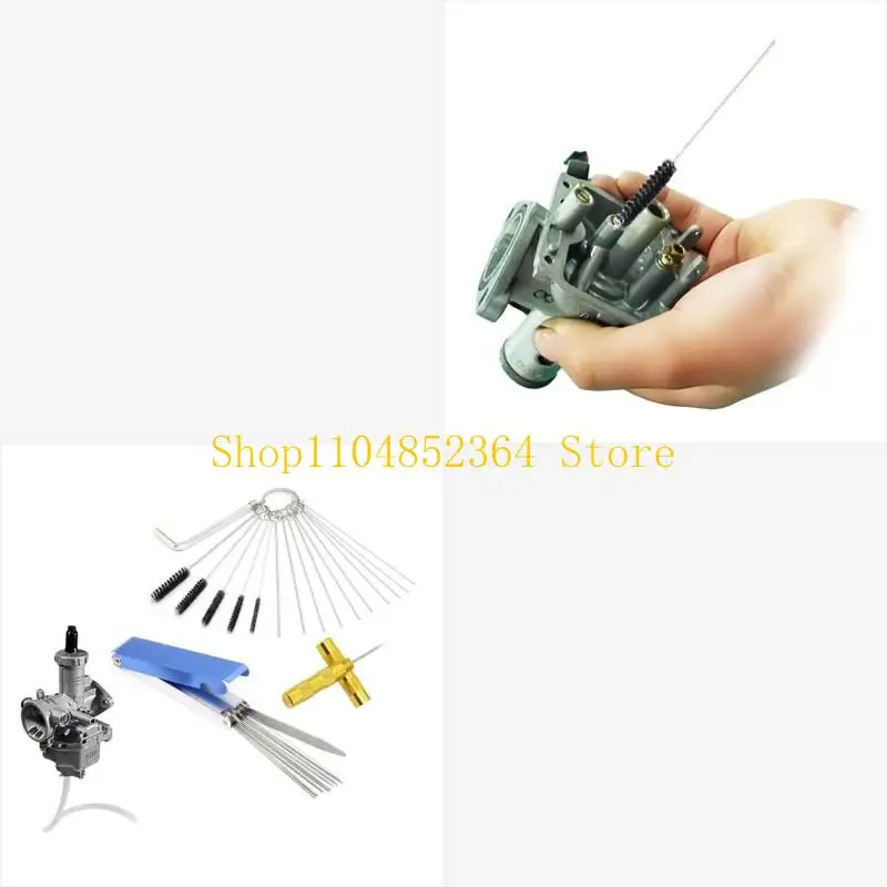 

652F Aluminum Carburettor Service Package Cleaning with 5 Brushes, Wrench, 10 Cleaning Wires, Sharpening Tool Kits