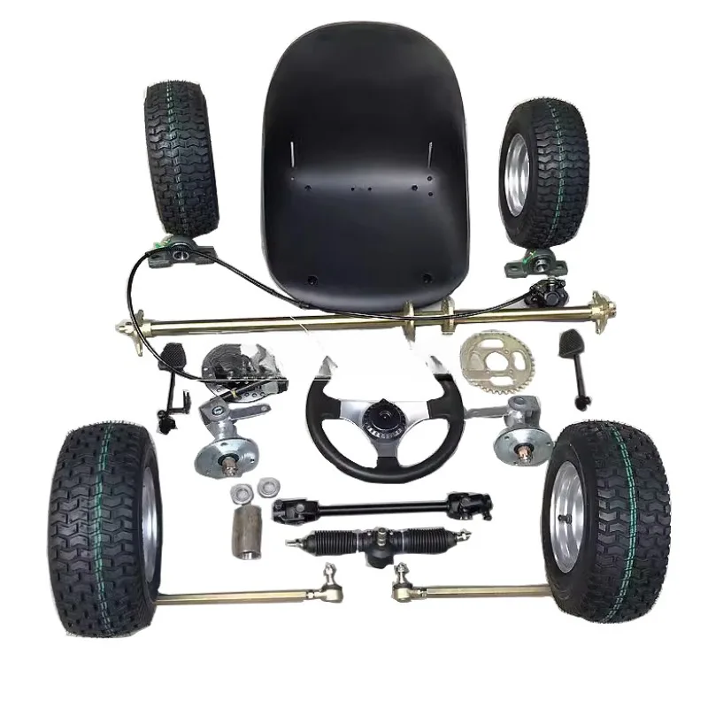 Modified kart accessories, drift four-wheeler front and rear suspension, steering 1 meter rear axle with 13X5.00-6 tires