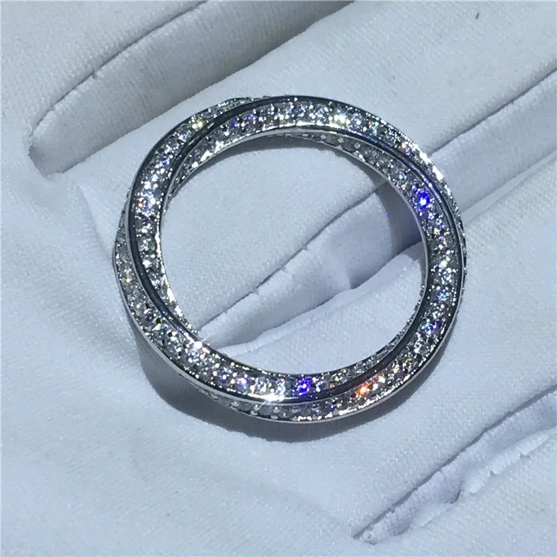 925 Sterling Silver Micro Pave Cubic Zirconia Anel para As Mulheres, Anéis de Banda, Casamento, Noivado, Festa Jóias, AAAAA