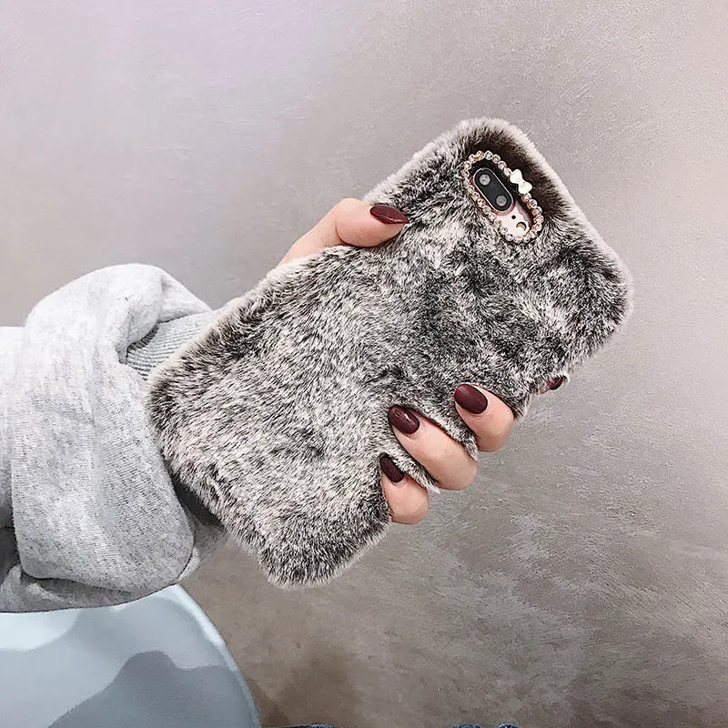 Luxury Diamond Funny Fluffy Heart Phone Case For iPhone 16 Pro Max