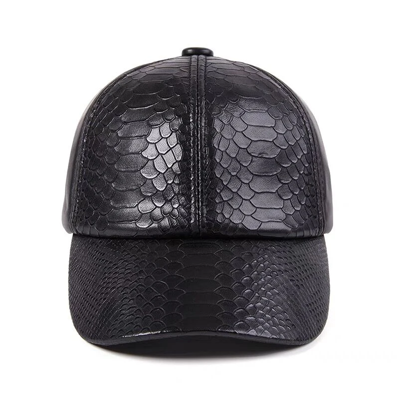 

Spring Genuine Sheepskin Leather 56-60CM Black Baseball Caps For Man Casual Street Gf Gorras Dad Hat Crocodile Print