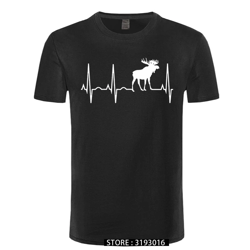 Moose Heartbeat Shirt For Moose Lovers Moose T Shirt Summer Men's Short Sleeve T-Shirt Funny Tees Cotton Tops T Shirt image 2