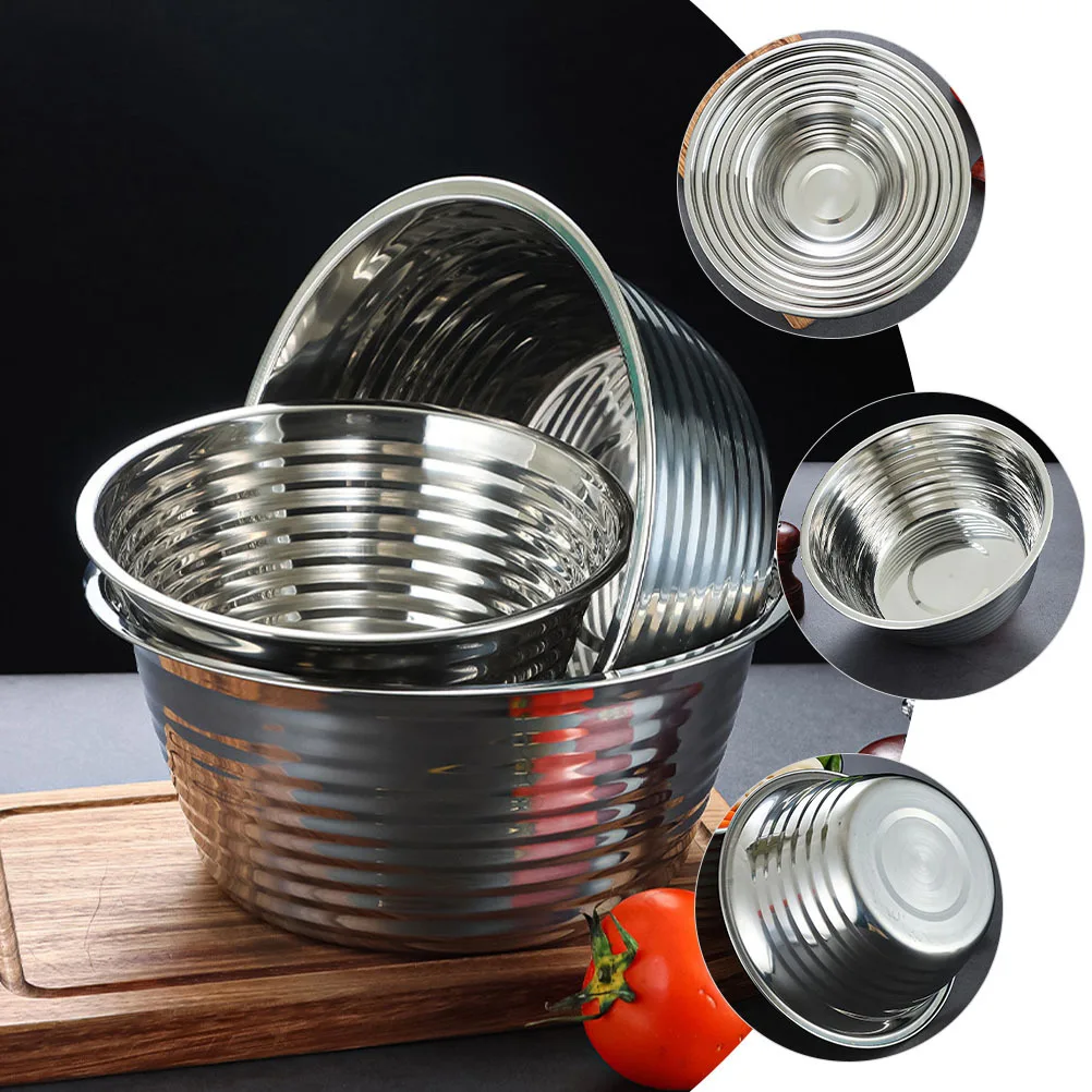 Stainless Steel Soup Deepen Fruit Salad Mixing Bowl For Kitchen Restaurant Party Korean-Style Thread Pot Multi-Function