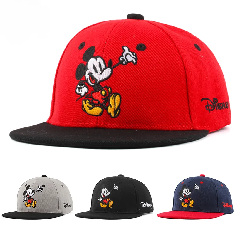 Disney Waflera Mickey Mouse Children\'s Baseball For Boy Girl Embroidered Cotton Kids Hip Hop Sun Cap Snapback Outdoor Baby Hat