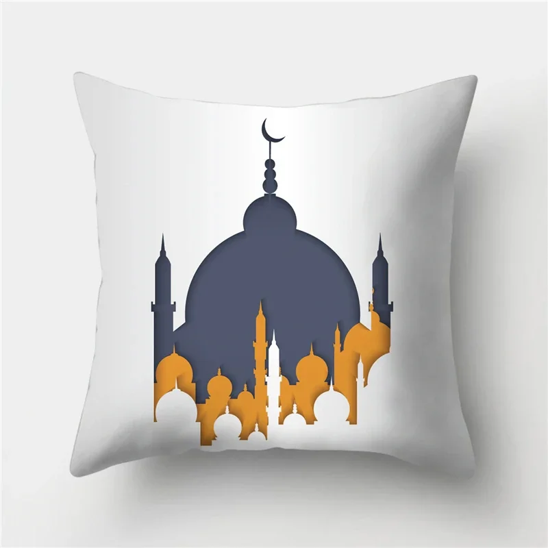 Islamic Eid Al-Fitr Mosque Muslim Printed Cushion Cover Home Living Room Sofa Decoration Pillowcase