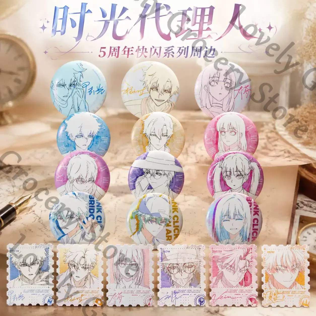 Link Click Jo Vein Liu Xiao Xiafei Lucas Charles Cosplay Emblema Original Broche de Anime Tarjeta Postal Colgante Artículos Decorativos Tarjetas Postales