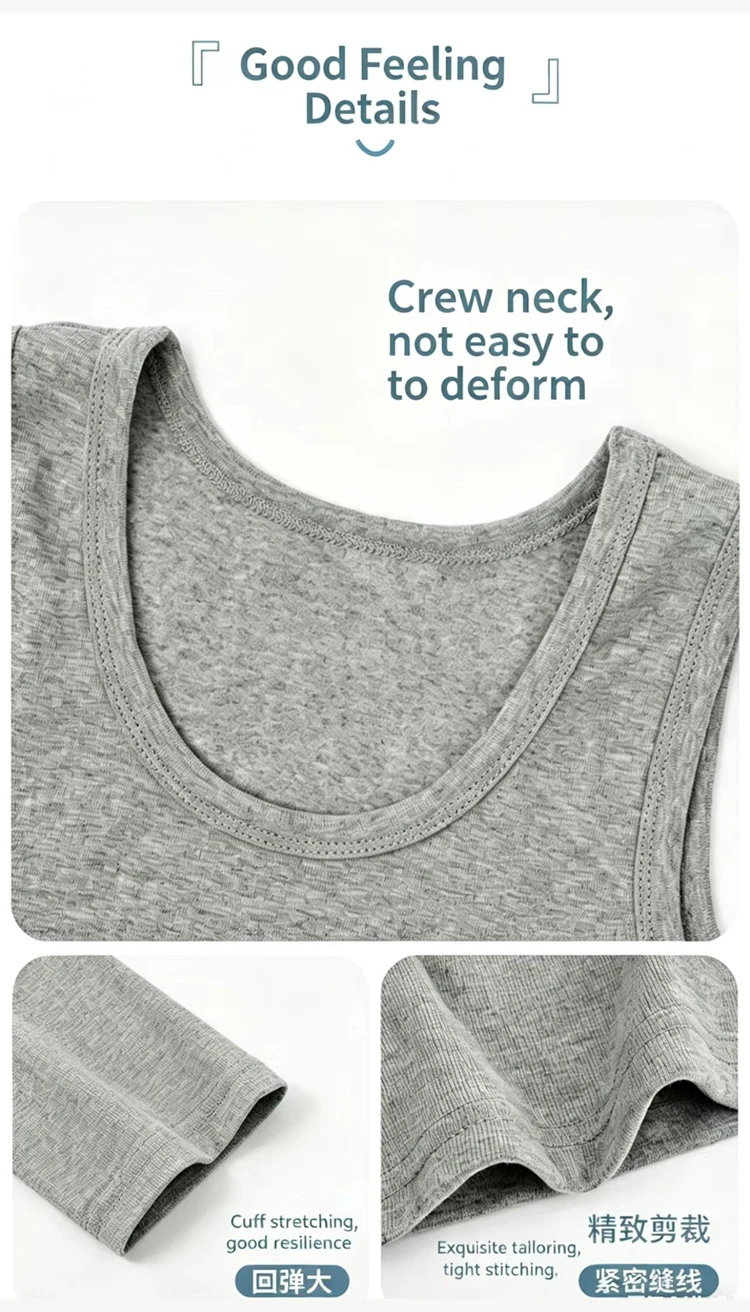 Jungen Tanktop aus Reiner Baumwolle, Leichtes Vielseitiges Unterhemd für den Sommer, Schwarzes und Weißes Basis-Oberteil für Schüler und Teenager – Detail 7