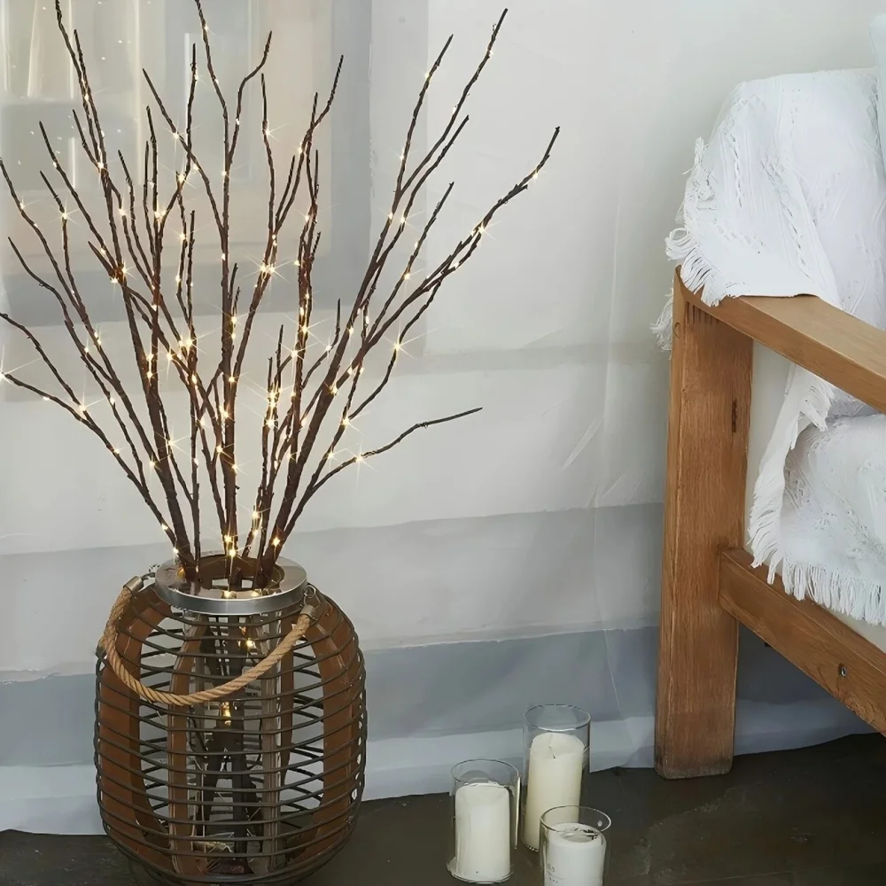 Lâmpada LED de fio de cobre para decoração de pátio doméstico, lâmpada de ramo simples, estilo quente e romântico, cheia de atmosfera