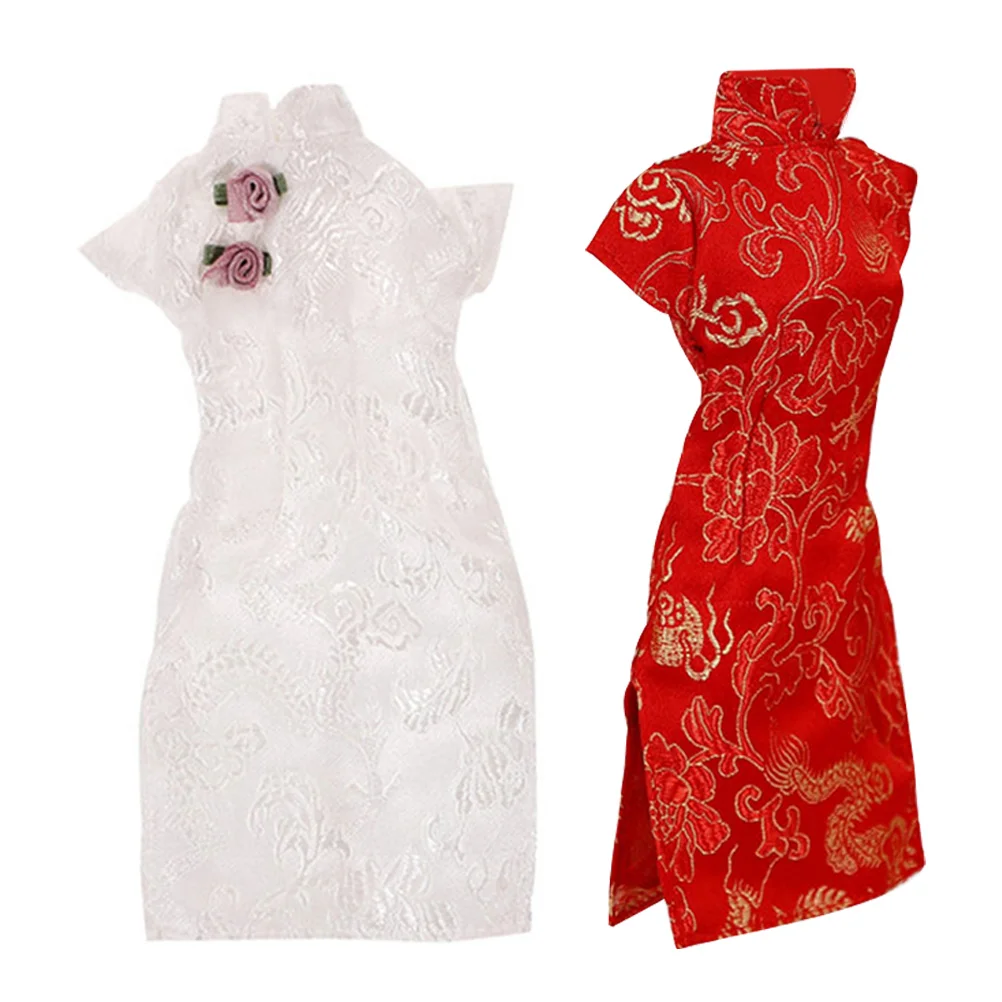 2 Pcs Cheongsam Dressing Costume Replaceable Girls Clothes Outfits Reusable Wear-resistant Wedding Decorative