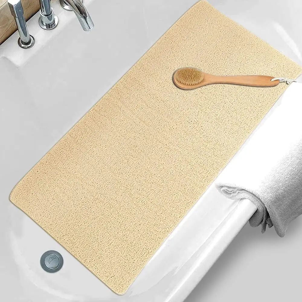 

Бежевый противоскользящий коврик для ванной, 16x36 дюймов, для душа и пожилых людей, с текстурой люфы, для ванны и душевой кабины