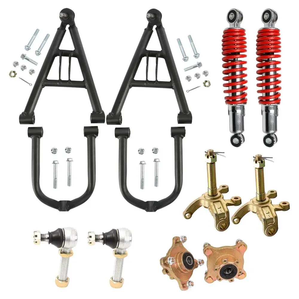 

Go Kart 4 Stud Hub Suspension Swing Arm Upper Lower Steering Spindle 12mm Tie Rod End Ball Joiner Kit for ATV Quad