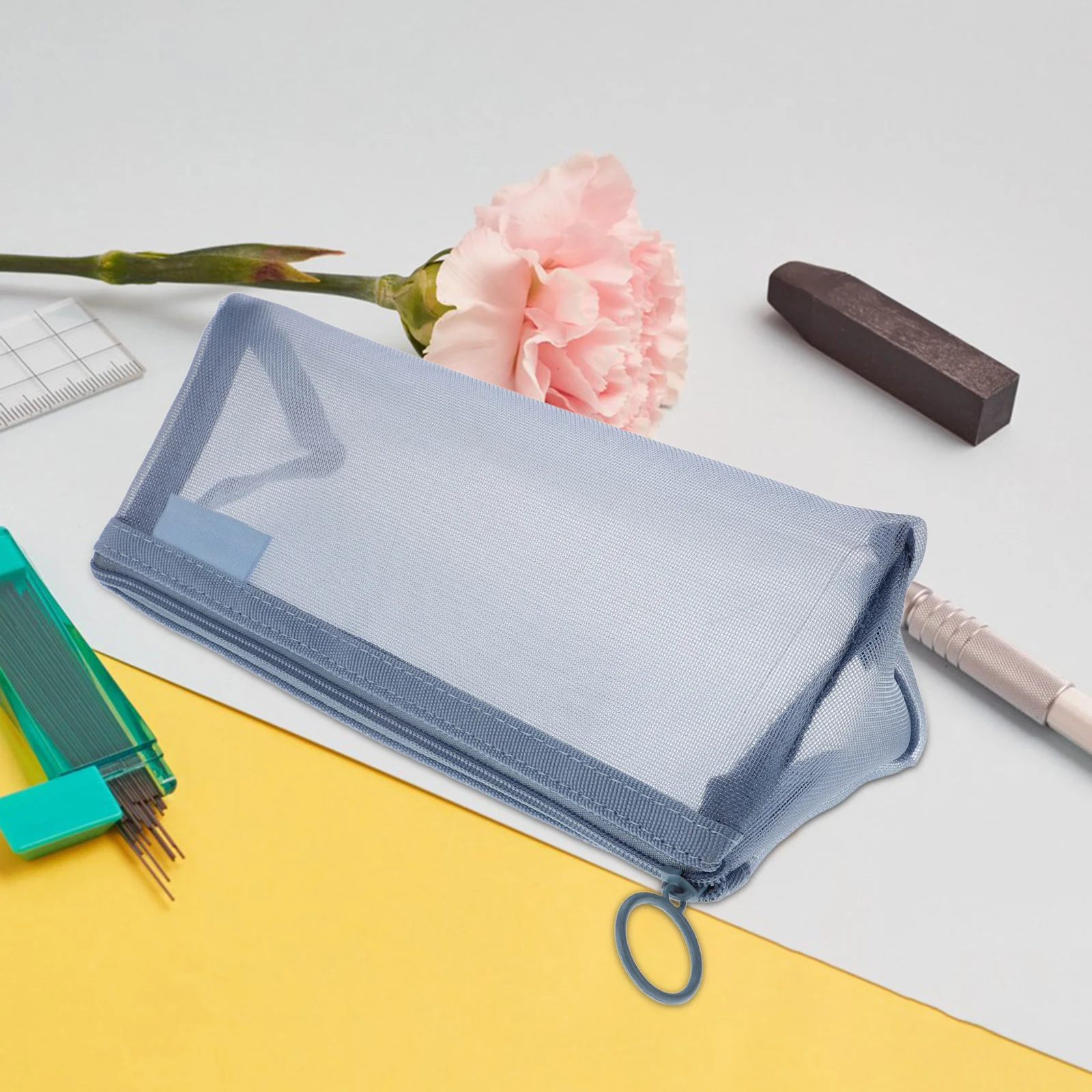 

3 Pcs Pencil Case Double Layers Mesh Zipper Pouch Bags Clear Makeup Small Exam Large Capacity Pouches with