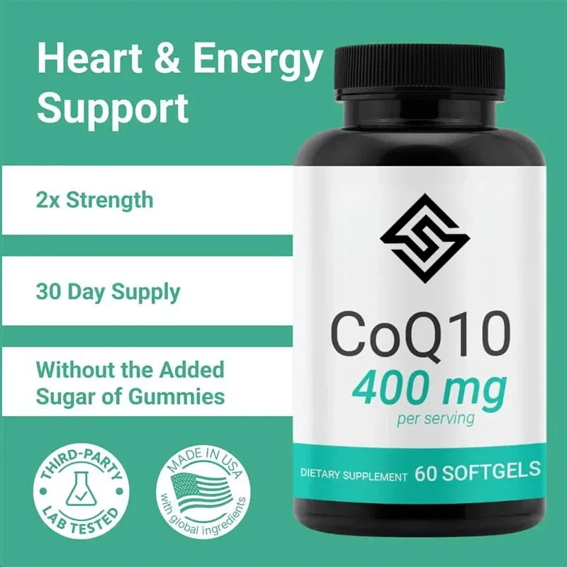 Coq10 400mg Capsules - High Quality Coenzyme Q10- Co Q-10 200mg Soft Capsules/400mg -60 Capsules Per Serving