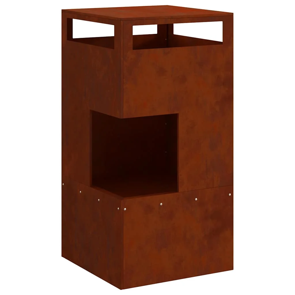 Brasero de Acero Corten 50X50X100 cm para Jardín o Patio Exterior