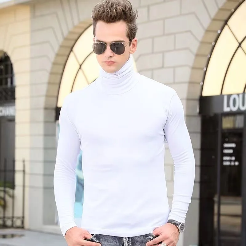 2026 Men's Turtleneck Thermal Shirt Autumn Winter Warm Breathable Slim Fit Long Sleeve Business Casual Base Layer T-Shirt