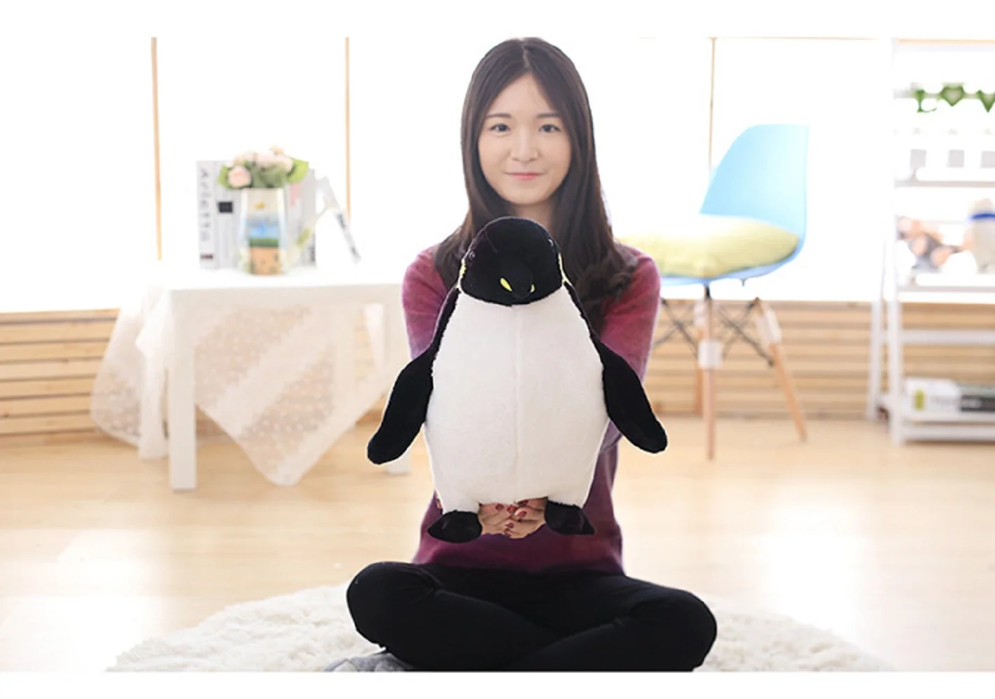 middle plush penguin toy stuffed black penguin doll birthday gift about 50cm