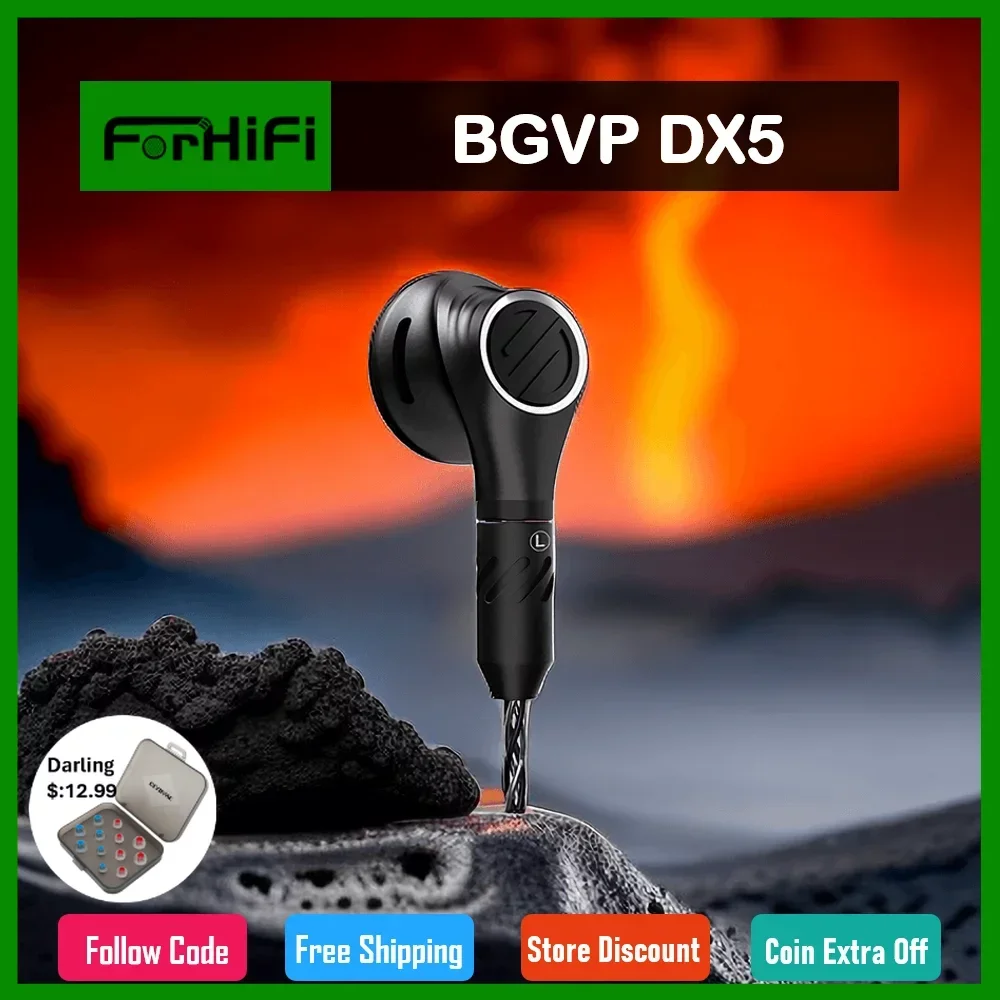 

BGVP DX5 Flat Head Earplugs Bass Metal Hifi Music Monitor MMCX In Ear Stereo Earphone Mobile Phone And Computer Universal DIY