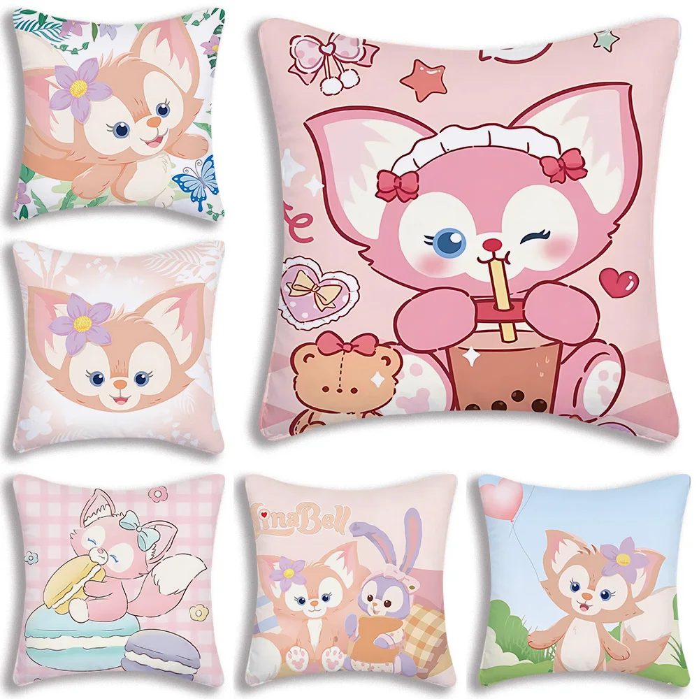 Lovely Pink LinaBell Pillow Covers Cartoon Sofa Decorative Home Double-sided Printing Short Plush Cute Cushion Cover