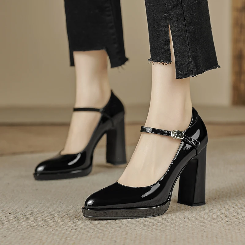 Platform Women Pumps Spring Summer New Party Wedding Office Shoes Real Leather Super High Heels Mary Janes Shoes Woman Fashion