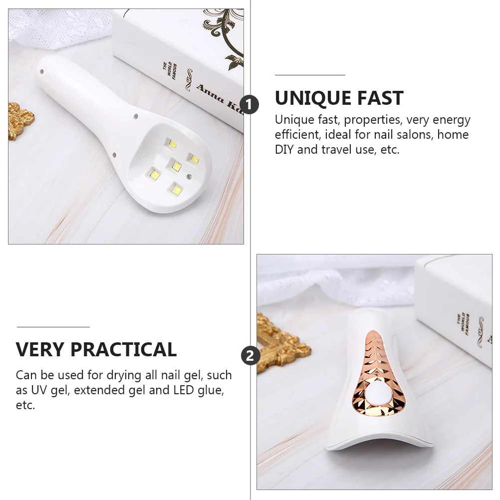 1 stks handheld nageldroger eenvoudige led-lamp gel timer nail art tool gouden wit sneldrogende manicure lamp salon thuis reizen gebruik