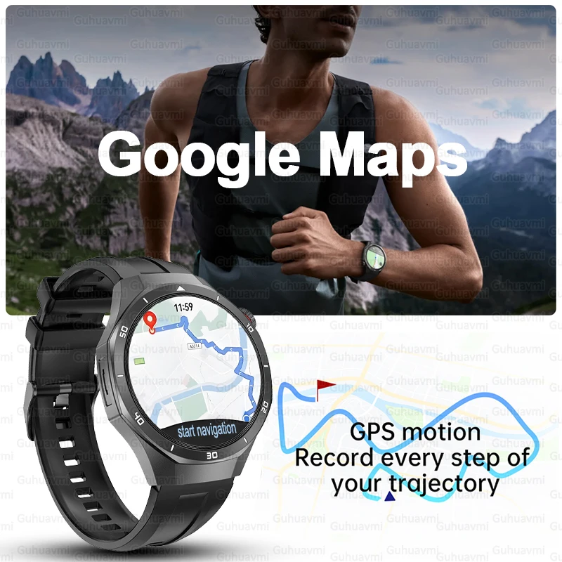 Huawei 社 DT5 プロスマートウォッチ男性 AMOLED スクリーン 4 ギガバイトメモリ音楽プレーヤー GPS スポーツフィットネストラッカー IP68 防水スマートウォッチ