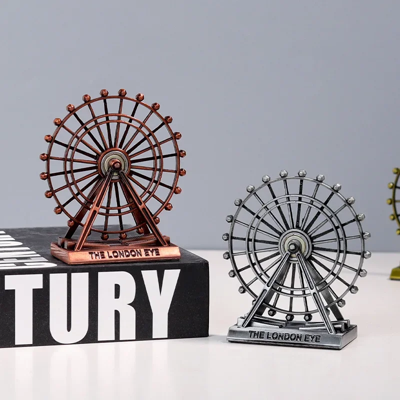 Vintage Metal Ferris Wheel Figurine for Home Office Decoration