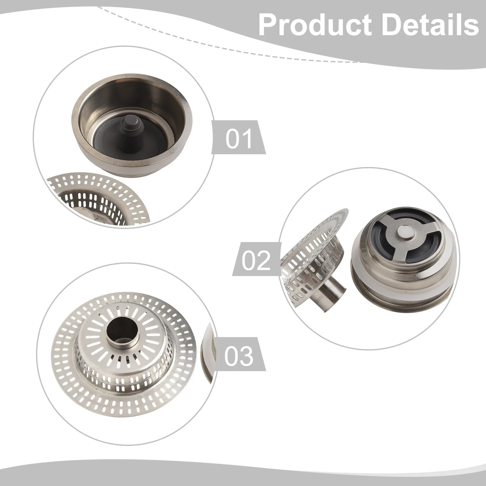 3 In 1 Sink Strainer Kitchen Sink Drain Strainer Home Improvement Construction Easy To Maintain Easy To Use 3 In