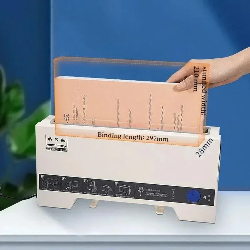 

A4 Hot Melt Binding Machine 4mm Thermal Fusion Cover Small Automatic Gluing Machine Home Office Document Binding Tool