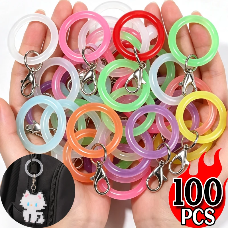 Transparent Silicone O-Shaped Keyrings Lobster Clasp Connector O Ring Loop DIY Bag Charms Keychains Jewelry Making Accessories