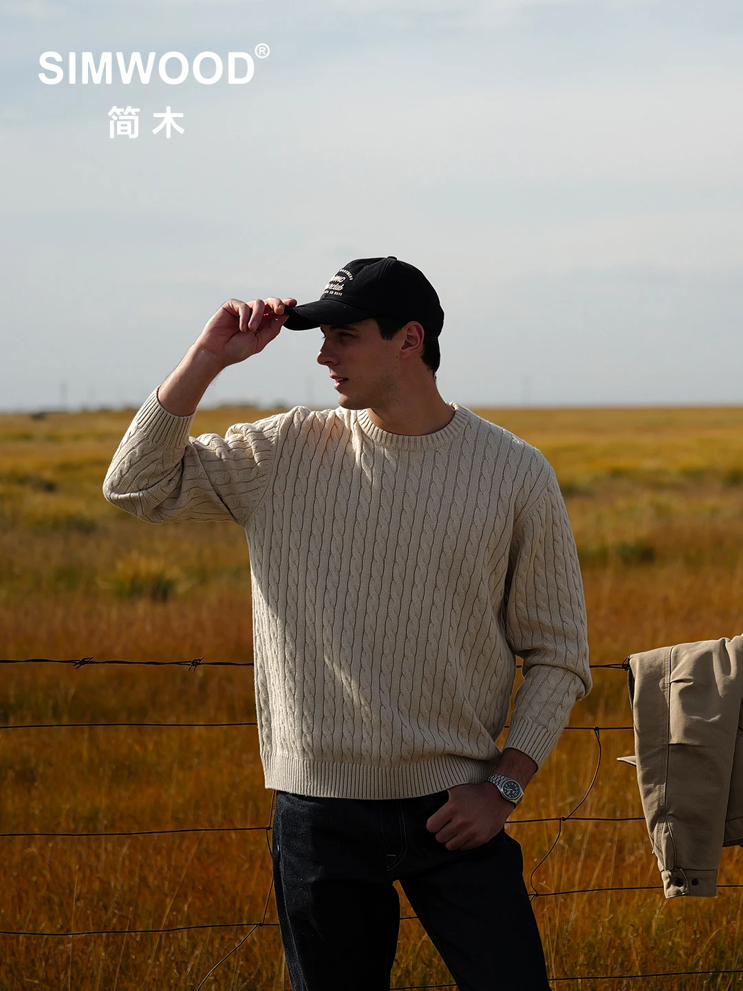 SIMWOOD 2025 Autumn Winter New Oversize 5 Gauge  Oversize Cable Knit Sweaters Men Long Sleeve Knitted Casual Warm Pullovers