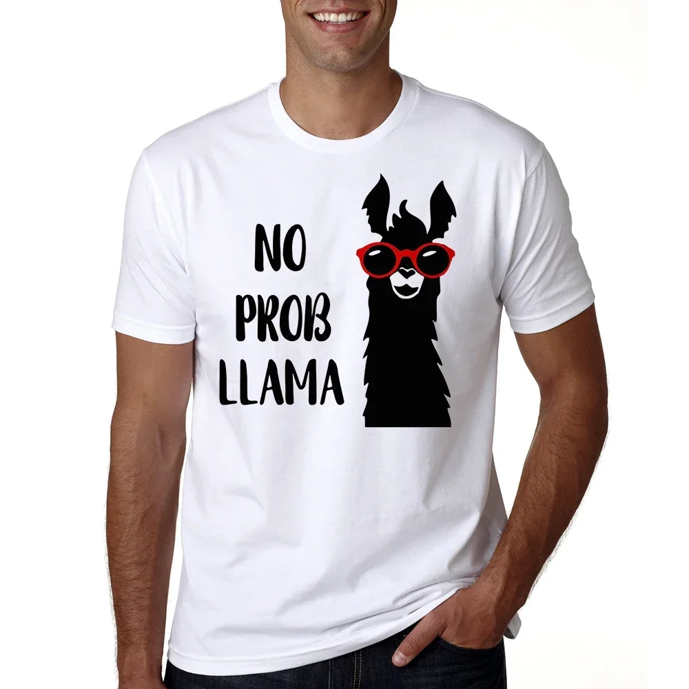 Camiseta de manga corta para hombre, camisa de Llama divertida, informal, dibujos animados, Y2k, verano, fresco, No Drama, 2024