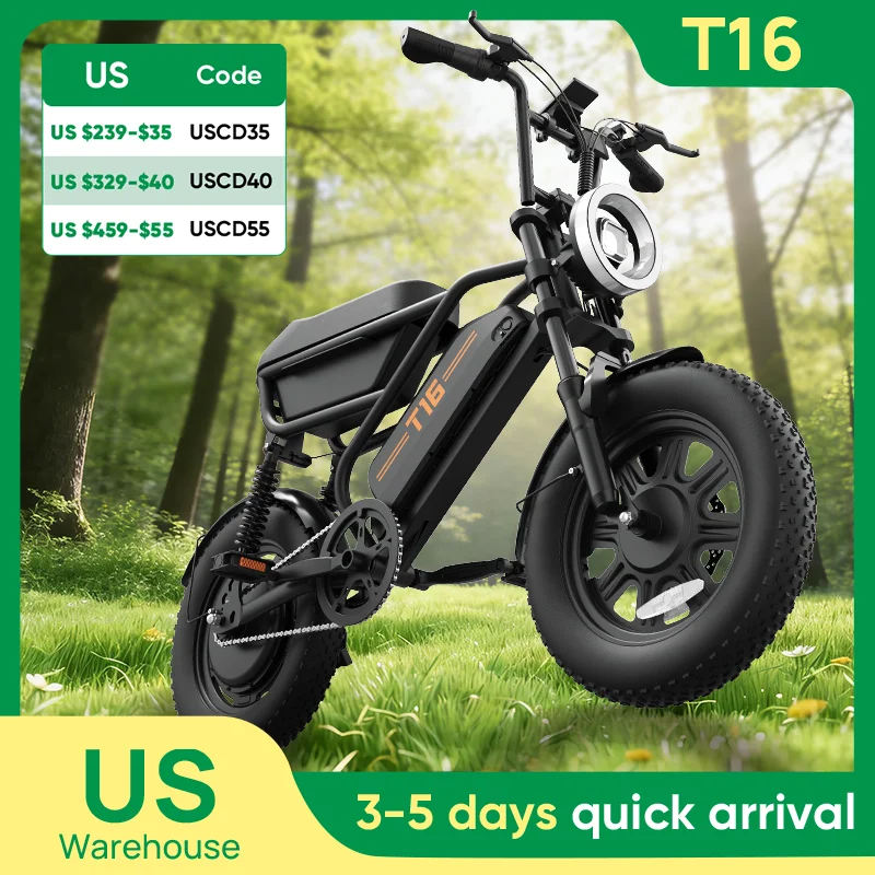 

Электровелосипед URLIFE T16, мощность 1000 Вт, аккумулятор 48В 15.6Ач, толстые шины 16X3 дюйма, скорость 28 миль/ч, запас хода 100 миль, 7-скоростная трансмиссия, для взрослых, бесплатная доставка