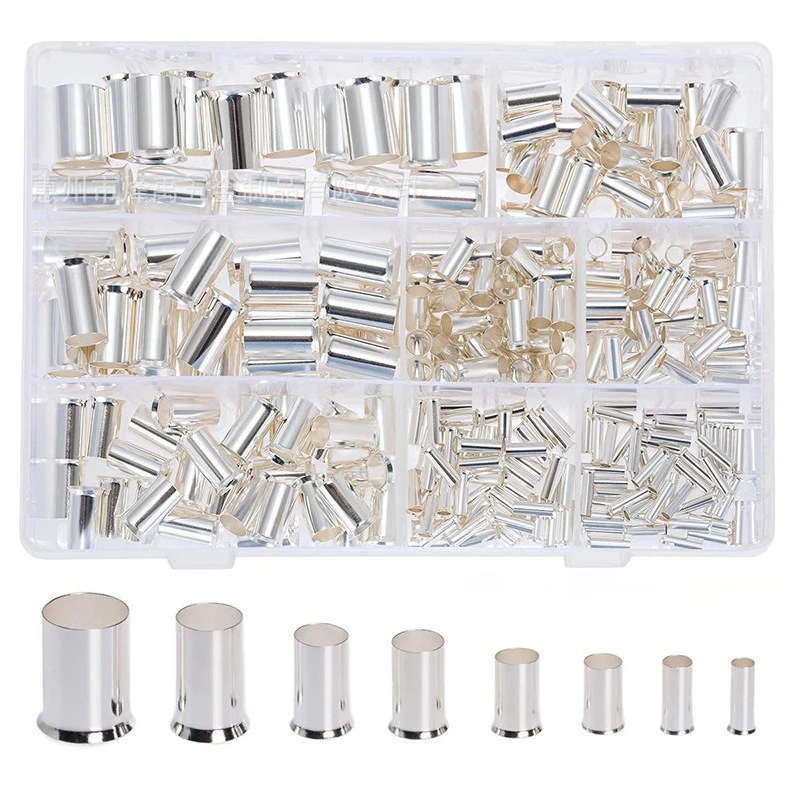 300PCS Boxed Copper Tin-plated EN Bare Wire Ferrules, European Style Crimp Terminals, Wire End Sleeves for 4-70mm² Cable