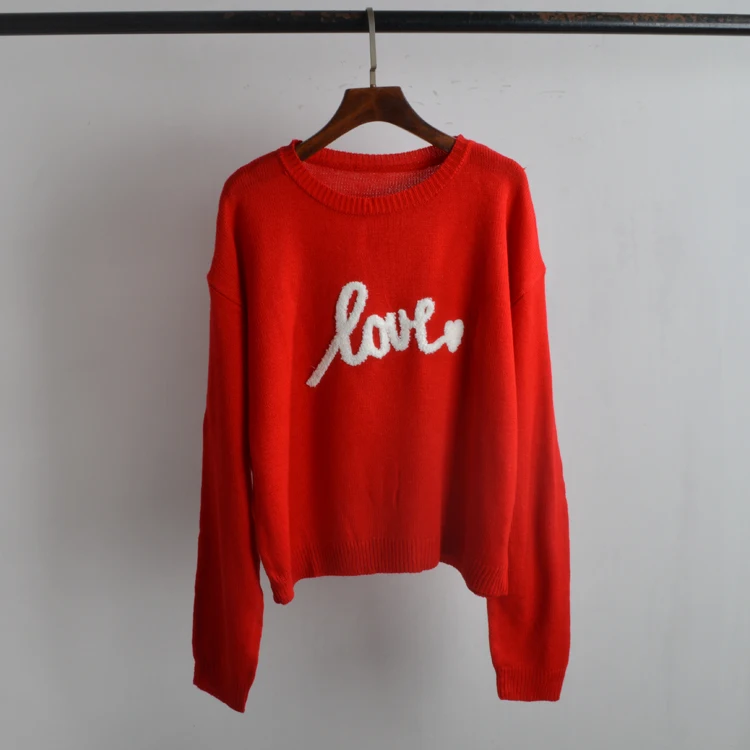 

Свободный длинный свитер Sve round Ne, женский праздничный красный топ с буквенным принтом на осень-зиму, новое поступление