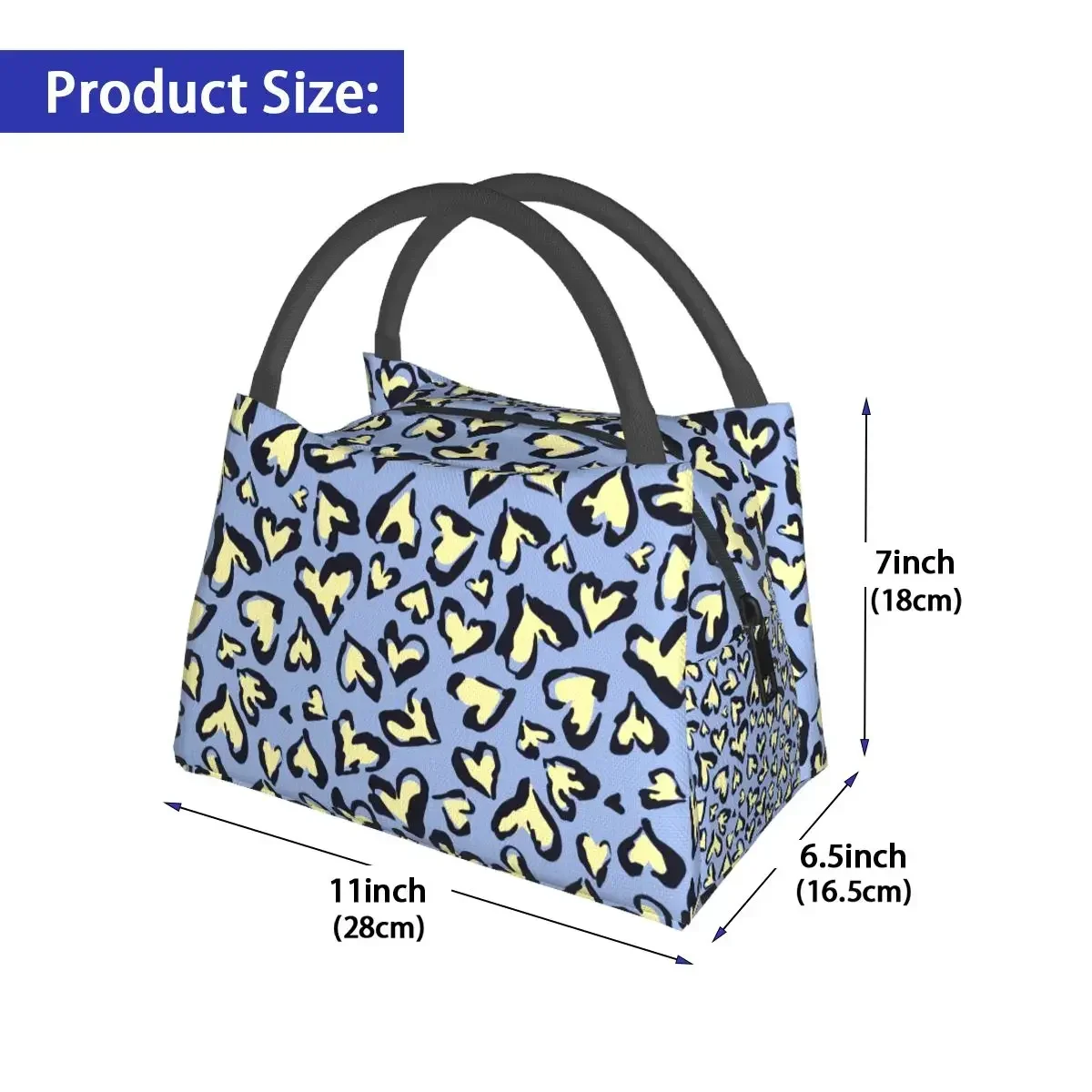 Bolsa de almuerzo de leopardo con forma de corazón para niños, fiambrera geométrica abstracta, bolsa refrigeradora de viaje, bolsos de mano térmicos Oxford con cremallera portátil