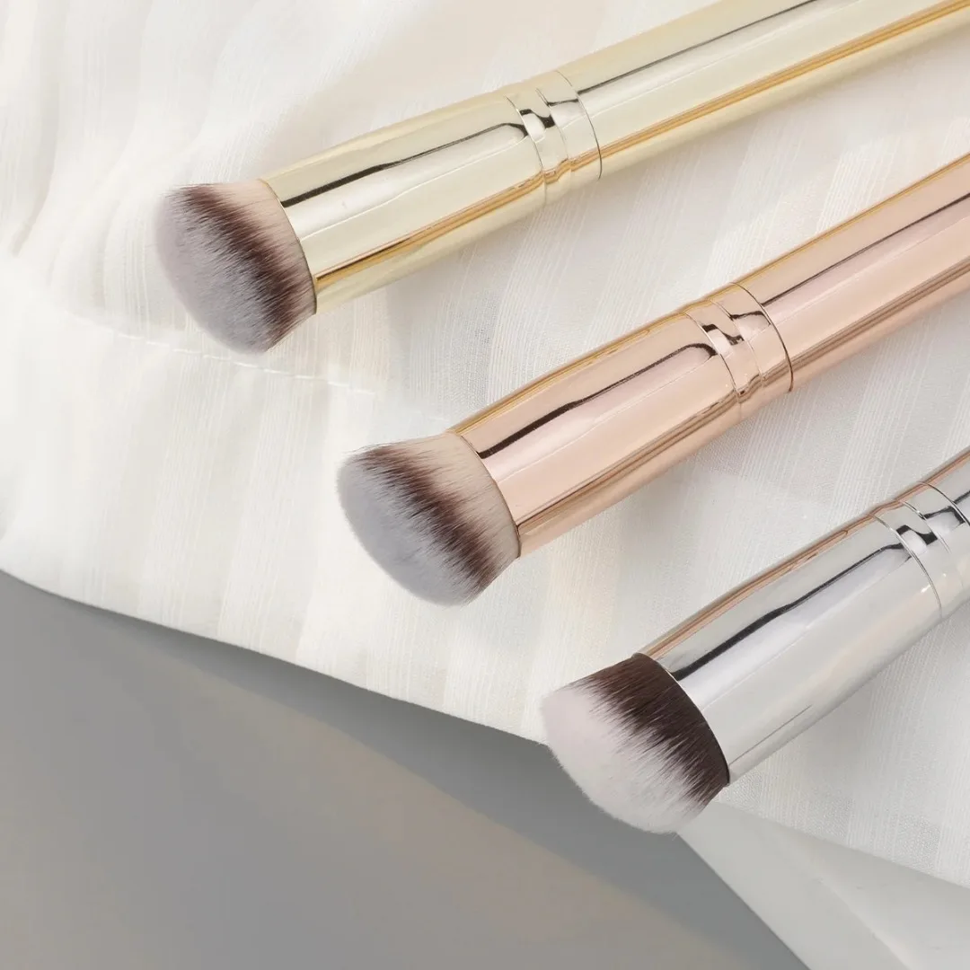 1 pièces Tube en aluminium tête inclinée pinceau de maquillage pour fond de teint cosmétique poudre correcteur Blush brosse pinceaux de maquillage outil de beauté