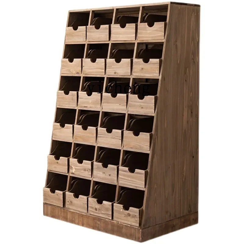 

pastoral storage locker living room American side cabinet drawer removable solid wood chest