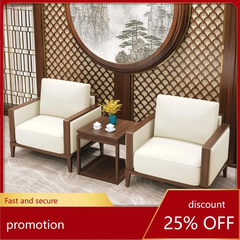 Office Meeting Room Reception Office Sofa Coffee Table Set Genuine Leather Simple Design