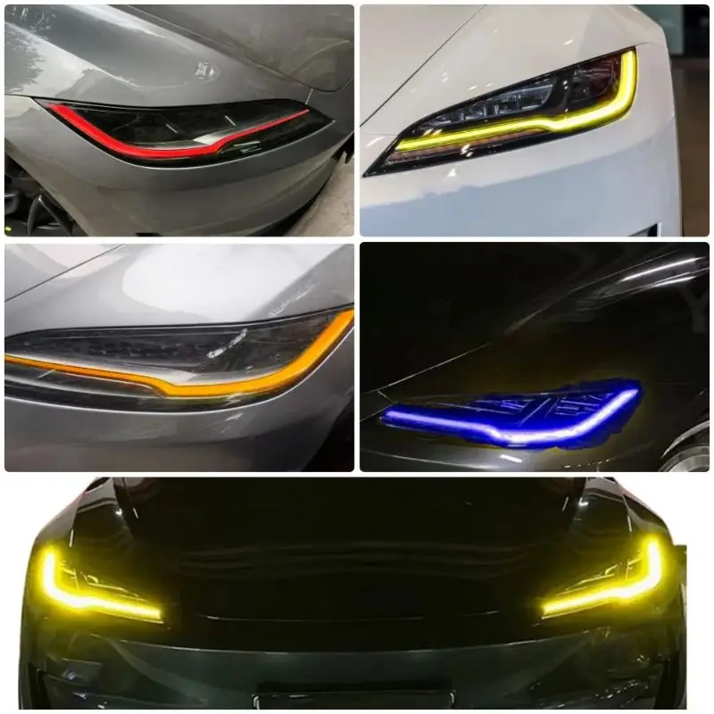 

2024 Suitable for Tesla Model 3 Highland Modified LED Daytime Running Light Golden Eye Lemon Yellow Red Blue