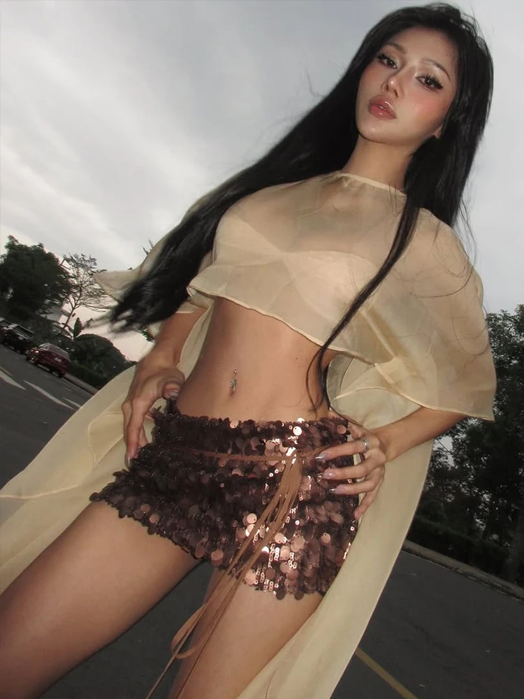 Sexy See-tough Me Top Bal Fluffy ort Gilet da donna in poliestere di WEIRD PUSS Traspirante Estate Faionable Trendy