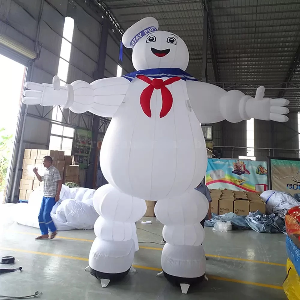 Beleuchtung Ghostbusters Stay Puft Aufblasbarer Marshmallow-Mann für Werbung, aufblasbares Poolspielzeug, aufblasbare Wasserrutsche