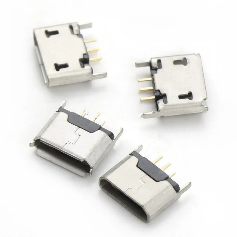 100pcs Vertical MICRO mini USB 5pin female seat 180 degrees jack 5P Direct plug-in USB connector