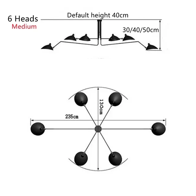 Mouille Plafondlamp Nordic Spider Hanglamp Multi 3/6heads voor Woonkamer Slaapkamer Zwart Armatuur Home Decor