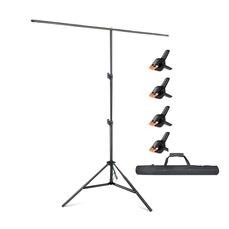 

T Bar Frame Adjustable Height Support Lightweight Backdrop Stands With 4pcs Clamps And Hangbag For Birthday Party Or Shooting