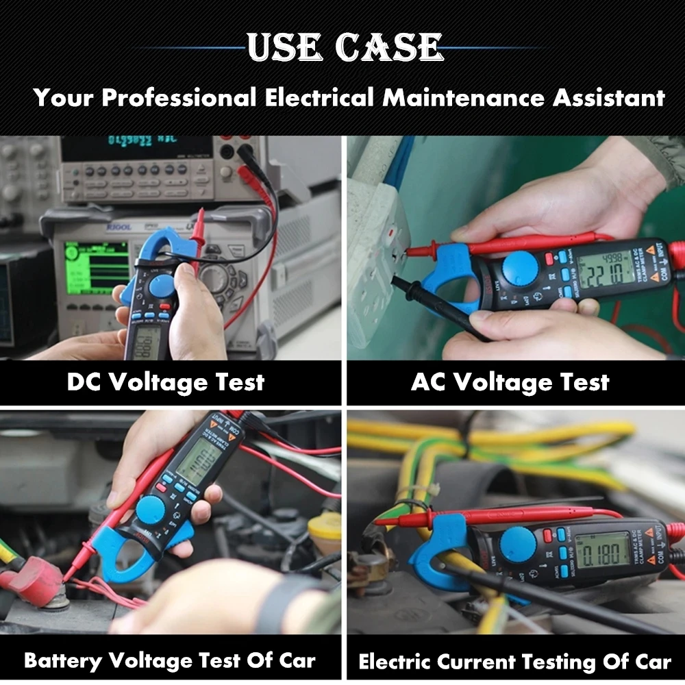 BSIDE ACM91 Digital Clamp Meter Multimeter AC DC Digital Clamp Meter Auto Range Digital Ammeter Temp Capacitor Ohm Hz Tester