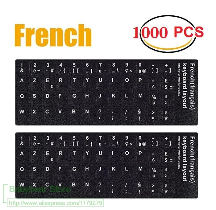 1000pcs/lot whole sales lots french keyboard cover Keyboard Stickers Matte Vinyl PC Computer Laptop Notebook Desktop Keyboards