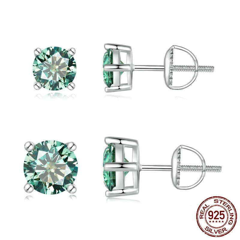 Tbestone Moissanite Earrings Screw Back 925 Silver With Certificate D Color vvs1 0.5ct 1ct 2ct Brand For Women Four Claws Studes