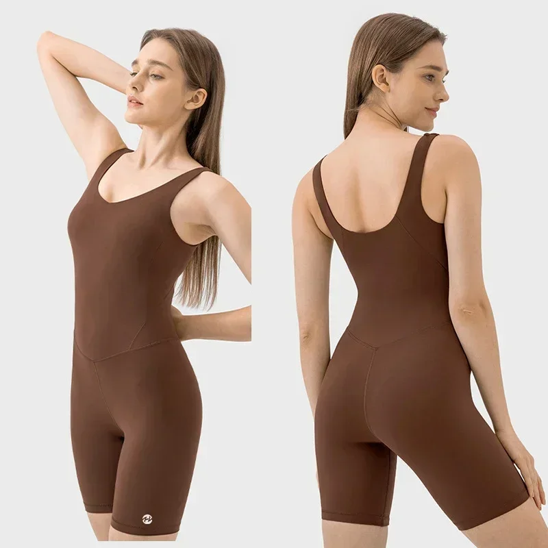 Hsoul Yoga neue Damen Onesies mit evrlue Double Six High Elastic Stoff und Butt-Lifting Dreiviertel-Onesies mit Brust polster